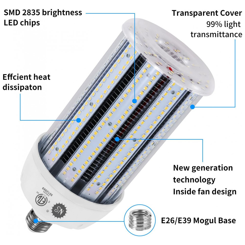 ECTQ26X57Y4D0B_4-1.jpg - NS 2Pack Lâmpadas de Milho LED 120W 5000K AC110277V 18000lm Base E26E39 Substituição de Metal Halide HID CFL para Iluminação Industrial Comercial
