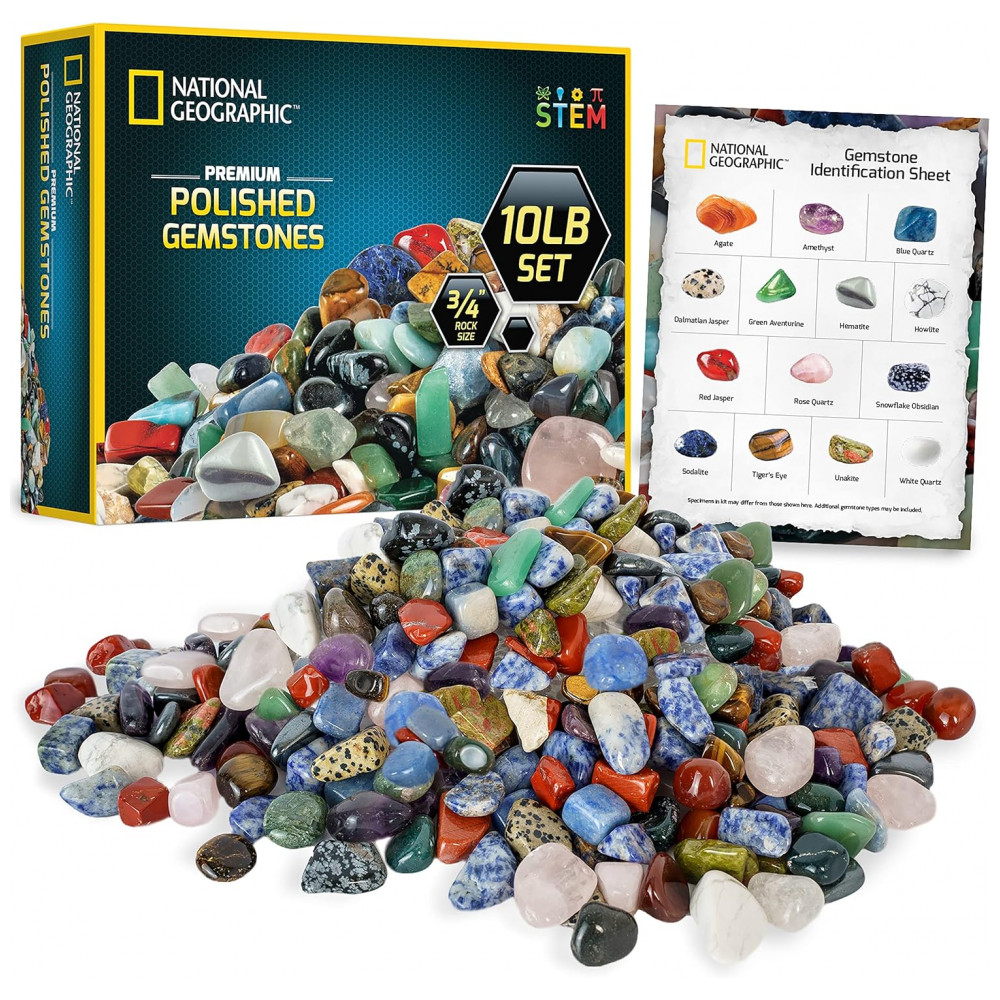 ECTQ272X8JM80B_0-1.jpg - Pedras Polidas Premium 4,5 kg, Gemas 1,9 cm, Kit Educativo STEM, Artes e Artesanato, National Geographic