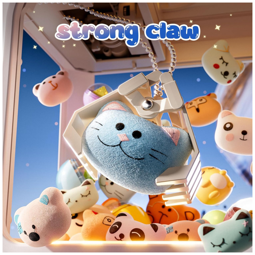 ECTQ27FV62XD0B_1-1.jpg - Máquina de Garra Rosa Skirfy – Mini Arcade Infantil com 20 Prêmios, 24 Moedas, Luzes, Som e Controle de 3 Joysticks