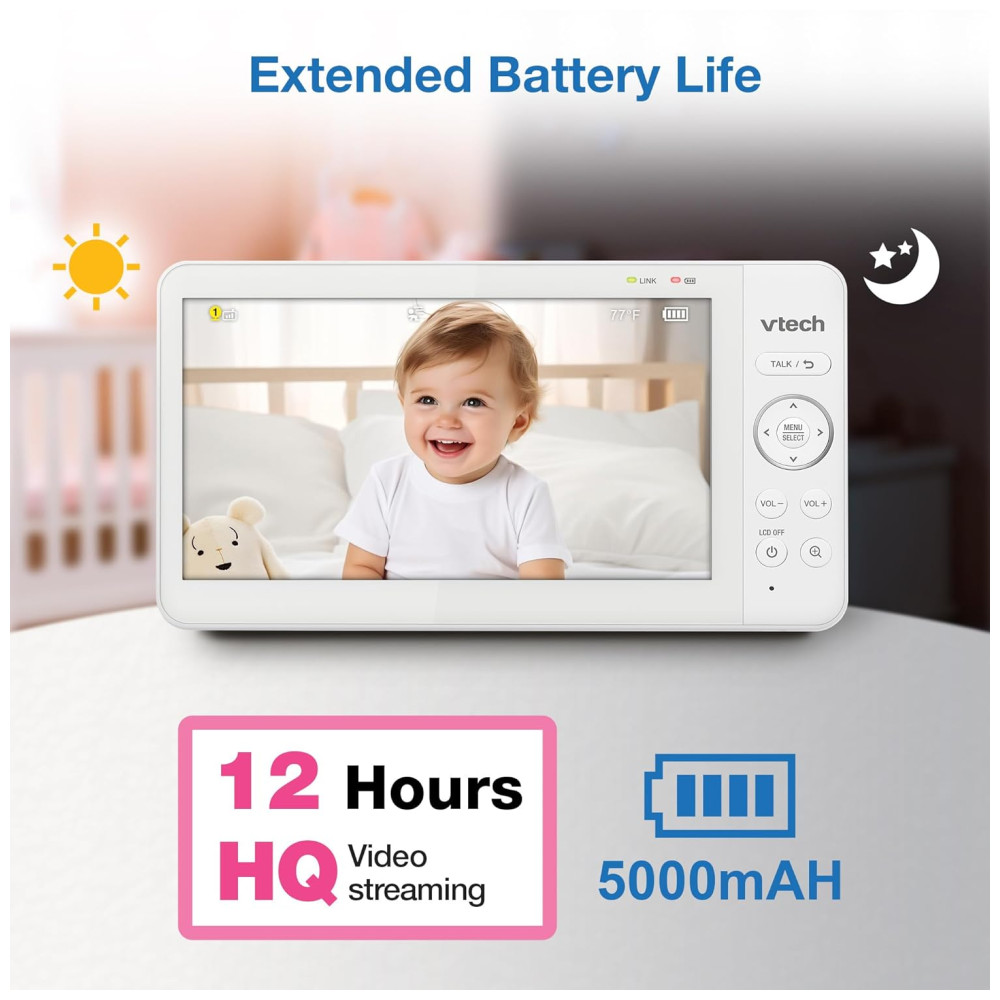 ECTQ2C3GCMFD0B_5-1.jpg - Monitor de Bebê Digital com Zoom Panorâmico e Inclinado, Bateria de 5000mAh. VTech