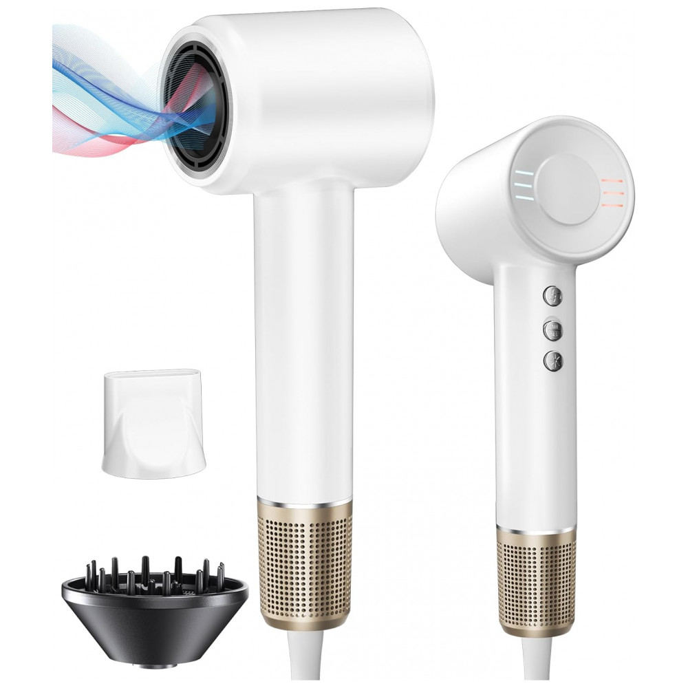 ECTQ2GR7X56F0B_0-1.jpg - Secador de Cabelo Bopcal de Íons Negativos de Alta Velocidade 150.000 RPM para Secagem Rápida em 15 Minutos, Redução de 70% de Frizz, Design Silencios