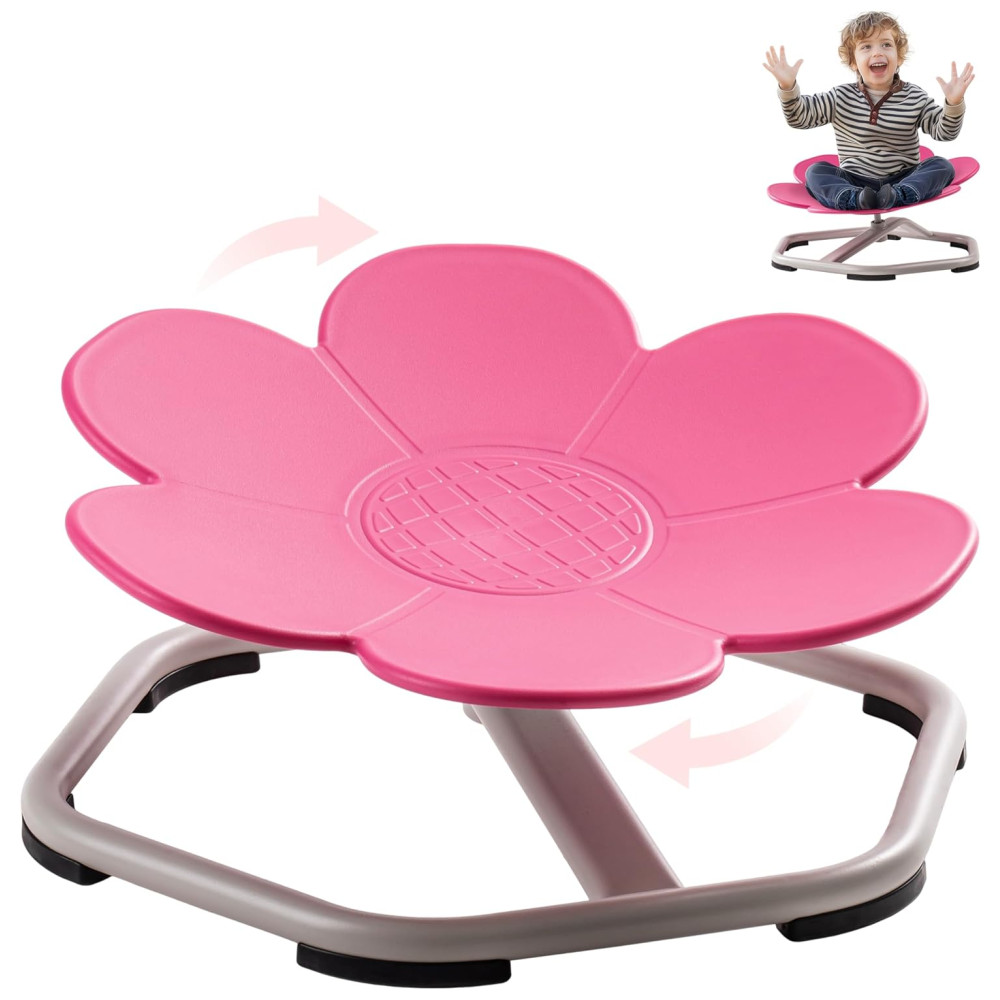 Cadeira Giratória Sensorial ROBUD para Crianças, Design Antiderrapante, Estímulo da Coordenação Corporal, Formato de Flor, Sem Montagem, Cor Rosa