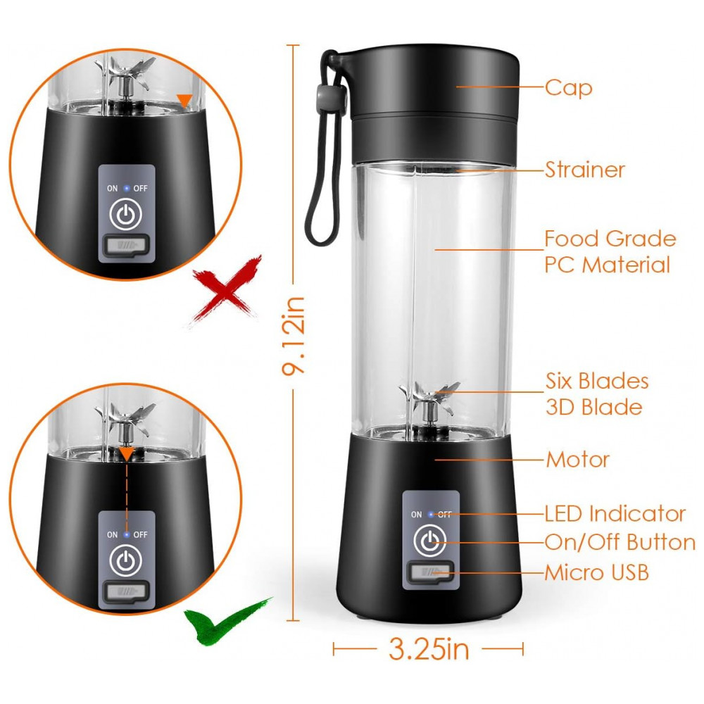 ECTQ2NWBMR7B0B_3-1.jpg - Mini Liquidificador Portátil 380mL em Aço Inoxidável 110v GRACEJOFUL Preto