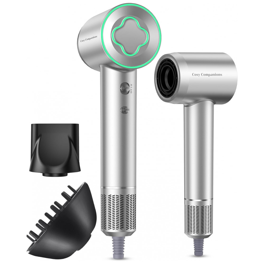 Secador de Cabelo com Motor Brushless de 150.000 RPM, Tecnologia Íon Negativo para Secagem Rápida, Baixo Ruído, Controle Térmico, Difusor e Bico Direc