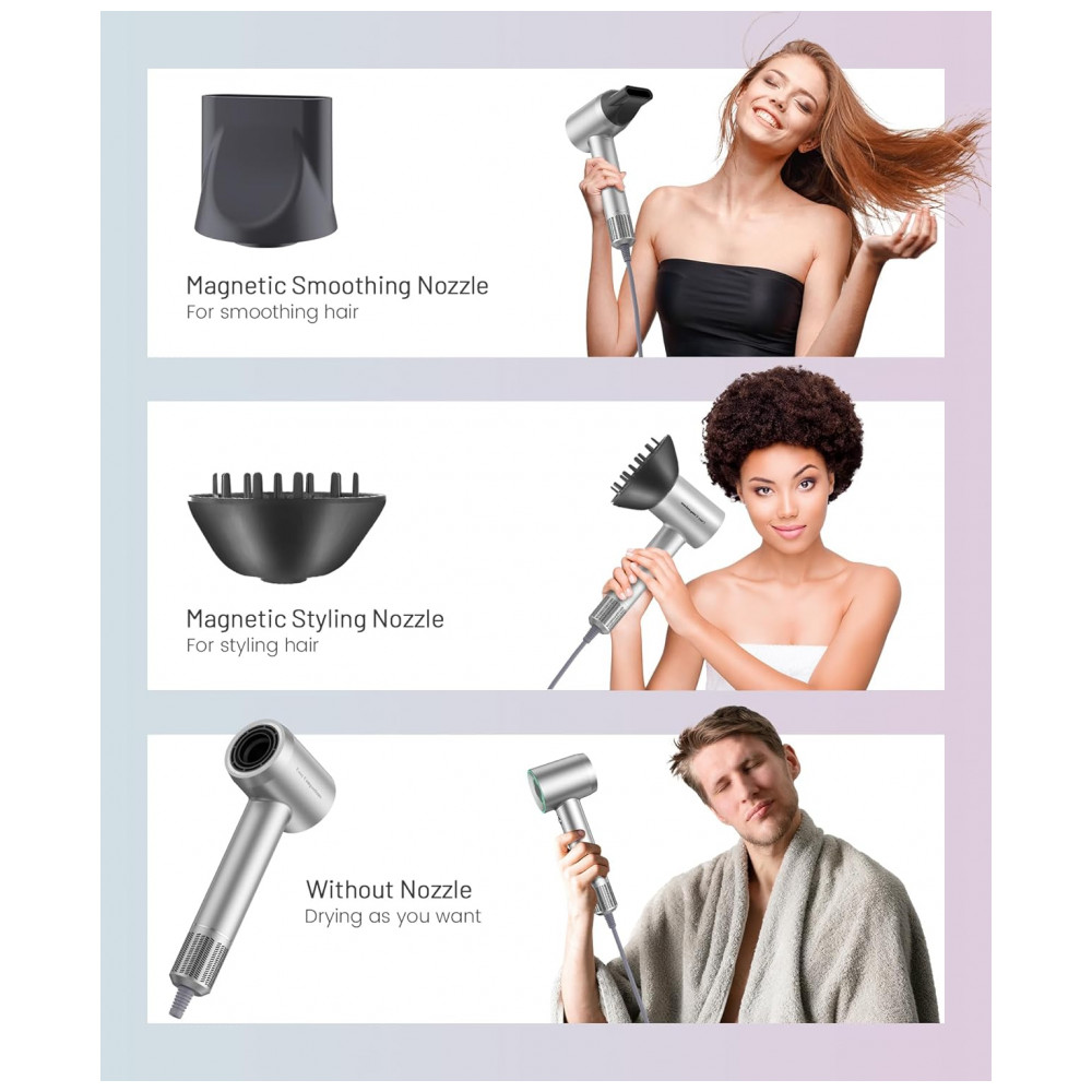 ECTQ2RS13LGC0B_7-1.jpg - Secador de Cabelo com Motor Brushless de 150.000 RPM, Tecnologia Íon Negativo para Secagem Rápida, Baixo Ruído, Controle Térmico, Difusor e Bico Direc