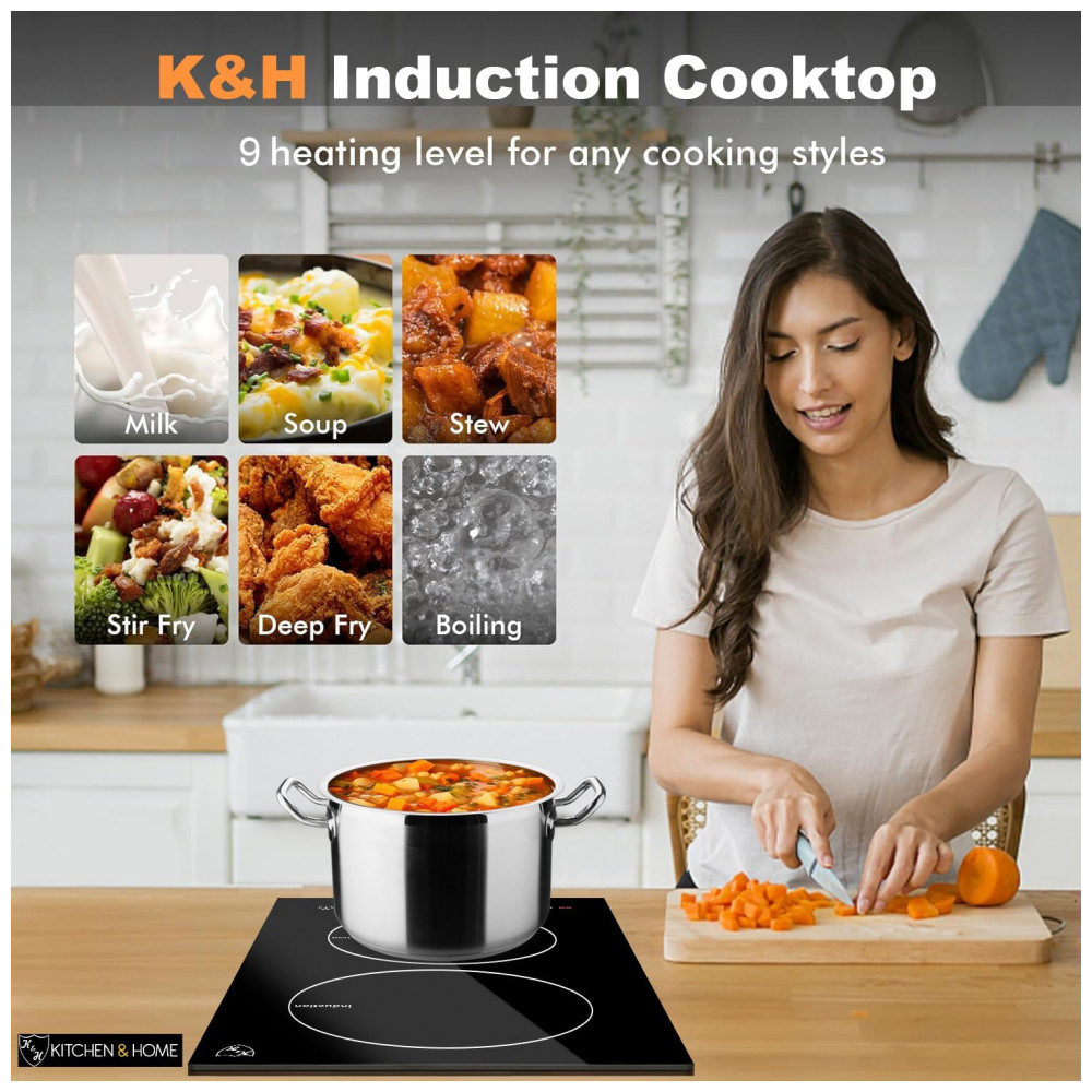 ECTQ2WQ6F1680B_3-1.jpg - Cooktop de Indução Elétrico Embutido K&H 2 Queimadores 110V 1800W