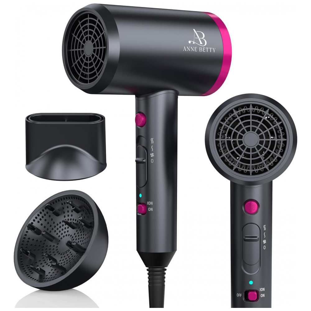 Secador de Cabelo com Difusor para Cabelos Cacheados, 1800W Secador Iônico para Mulheres e Homens, Secagem Rápida, Leve, Baixo Ruído, Ferramenta de Es