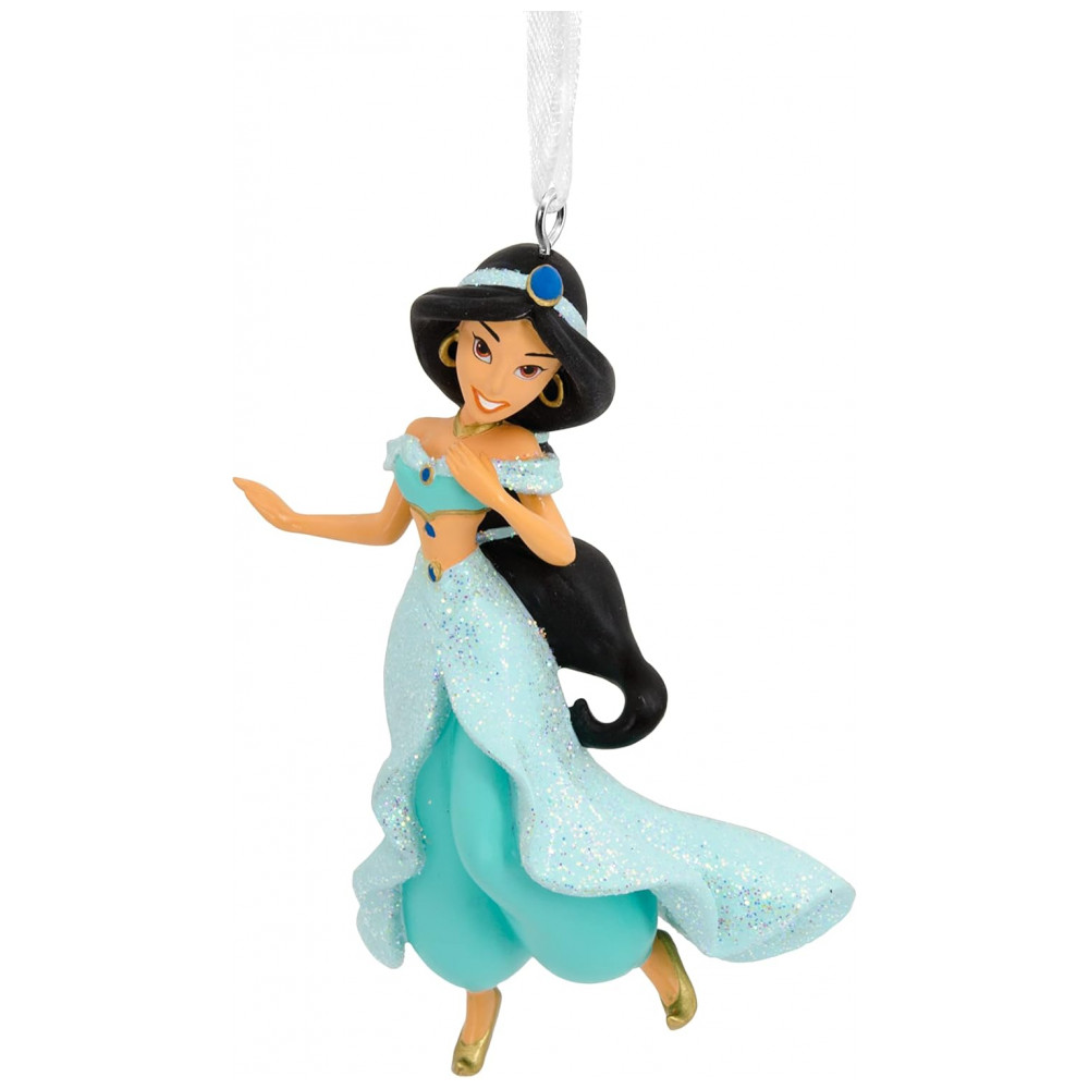 ECTQ32HXQMR90B_0-1.jpg - Enfeite de Natal Hallmark Keepsake Disney Princesa Jasmine Aladdin, Resina 5,7x3,2x6,3 cm com Glitter