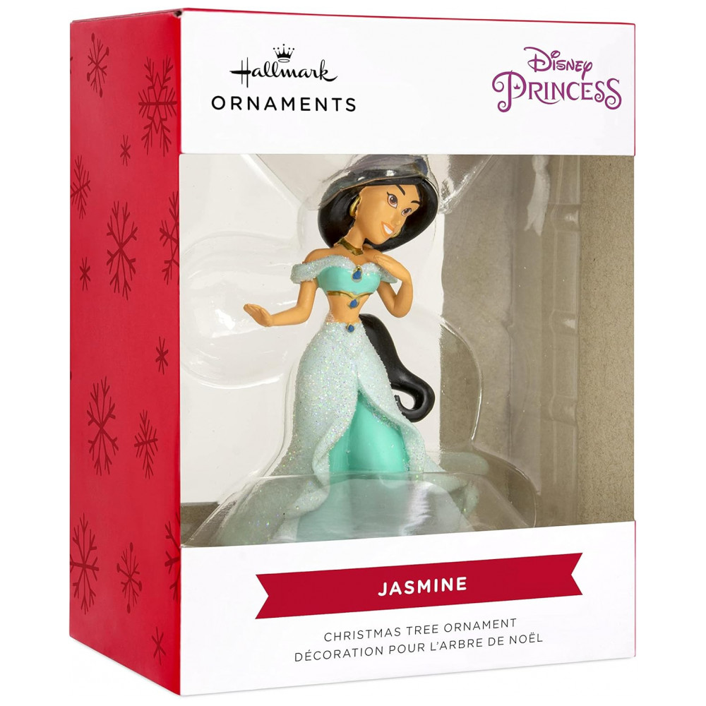 ECTQ32HXQMR90B_2-1.jpg - Enfeite de Natal Hallmark Keepsake Disney Princesa Jasmine Aladdin, Resina 5,7x3,2x6,3 cm com Glitter