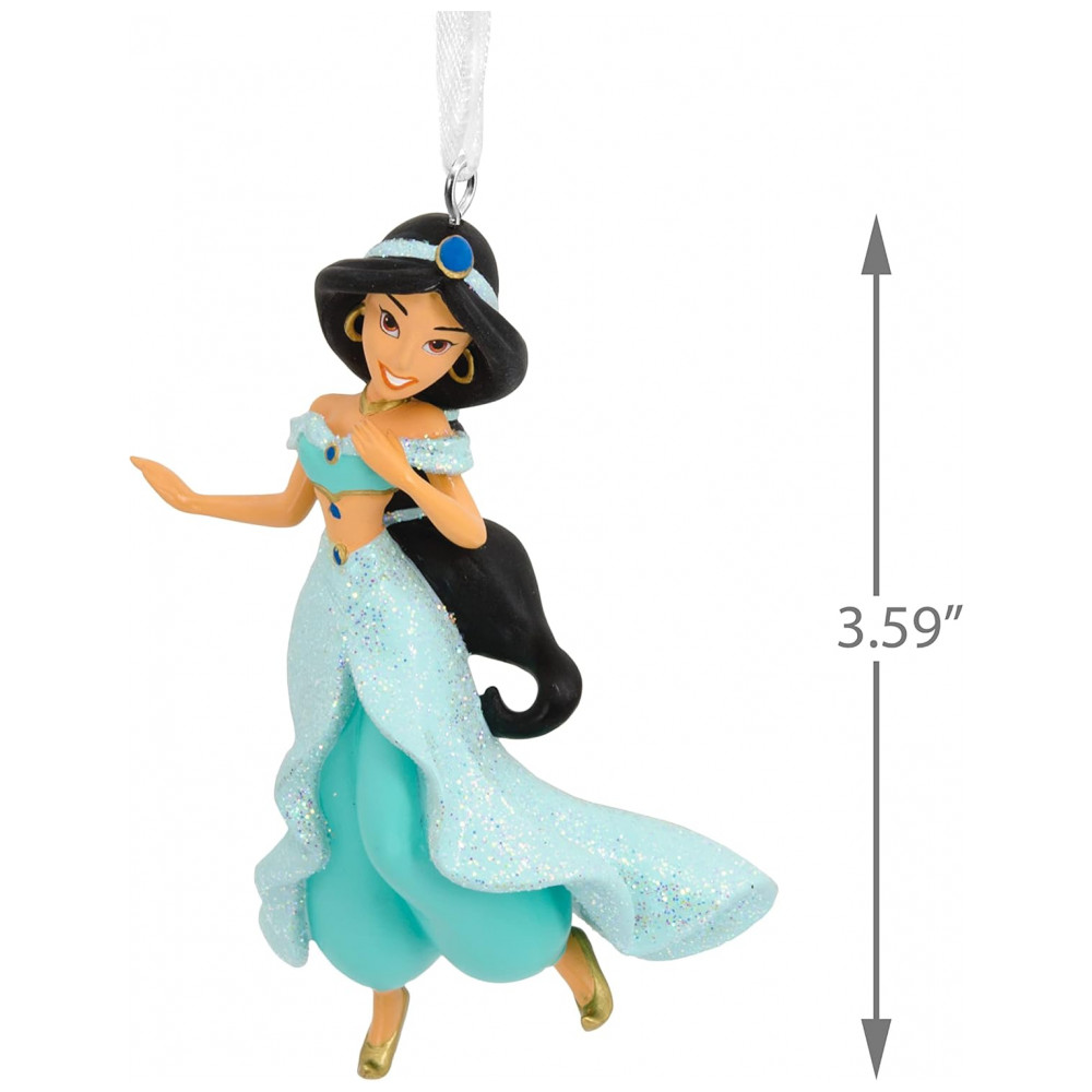ECTQ32HXQMR90B_3-1.jpg - Enfeite de Natal Hallmark Keepsake Disney Princesa Jasmine Aladdin, Resina 5,7x3,2x6,3 cm com Glitter