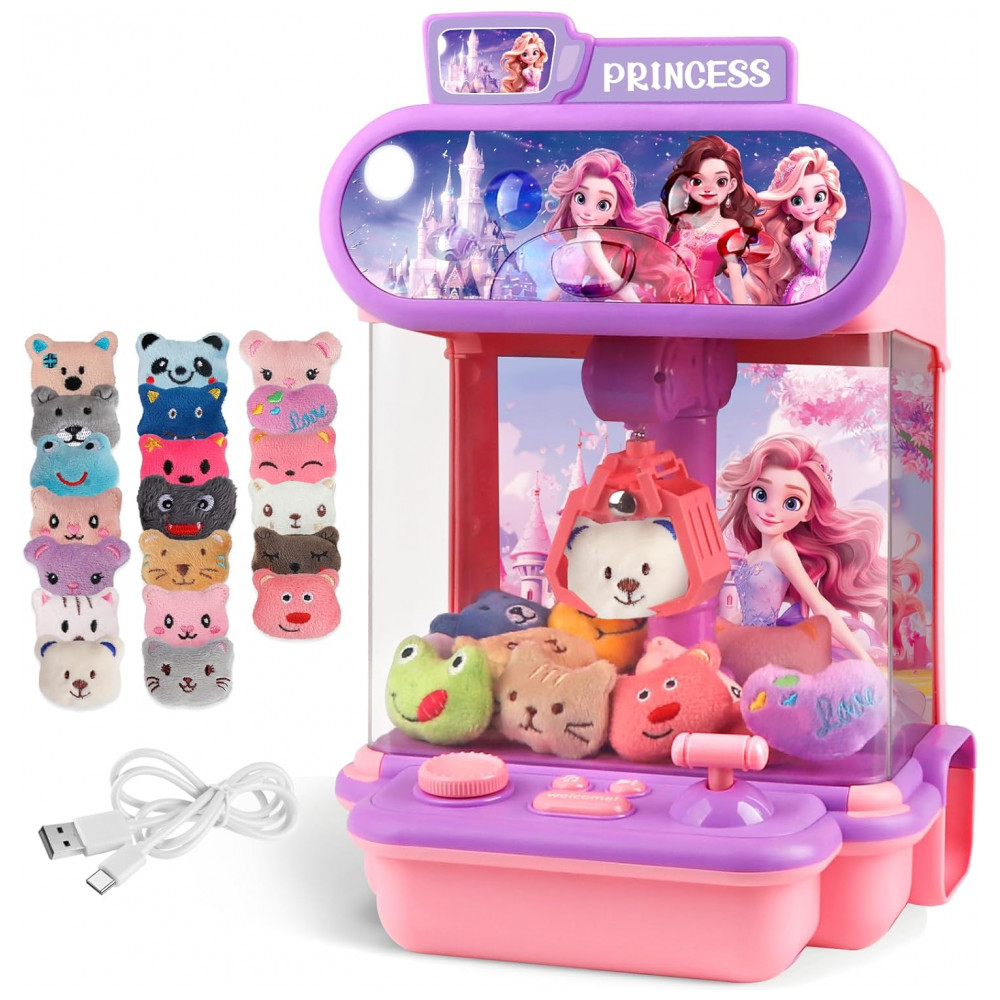 ECTQ334DBWQD0B_0-1.jpg - Máquina de Garra Rosa e Lilás TingingYuli – Mini Arcade Infantil com 20 Pelúcias, Luzes LED, Som e Compartimento para Prêmios