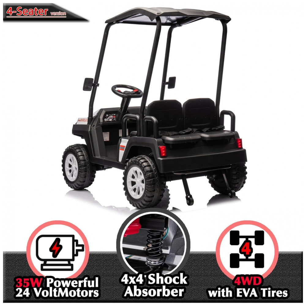 ECTQ341K9FSD0B_2-1.jpg - Carrinho Elétrico Infantil 4x4 24V Sopbost, 4 Lugares, Controle Remoto, Suspensão EVA, 4 Motores, MP3 Bluetooth, Branco