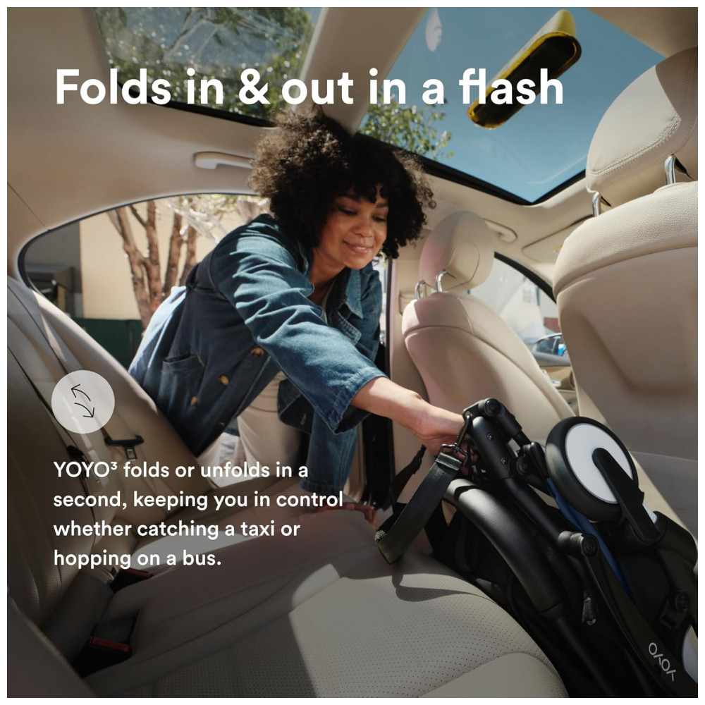 ECTQ34C6SJ8D0B_1-1.jpg - Carrinho de Bebê Stokke YOYO3 Azul Air France - Estrutura Preta Dobrável Assento Reclinável Cinto 5 Pontos Capota Anti-UV UPF 50+