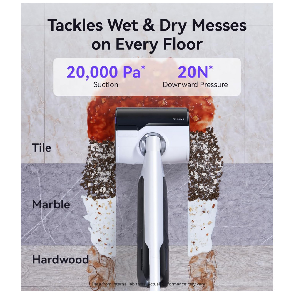 ECTQ36VTFWBF0B_2-1.jpg - Aspirador de Pó NARWAL S30 Molhado e Seco com Sucção de 20000Pa, Autolimpeza a 176F, Secagem Aquecida, Saco de Resíduos Descartável, Sem Emaranhados,