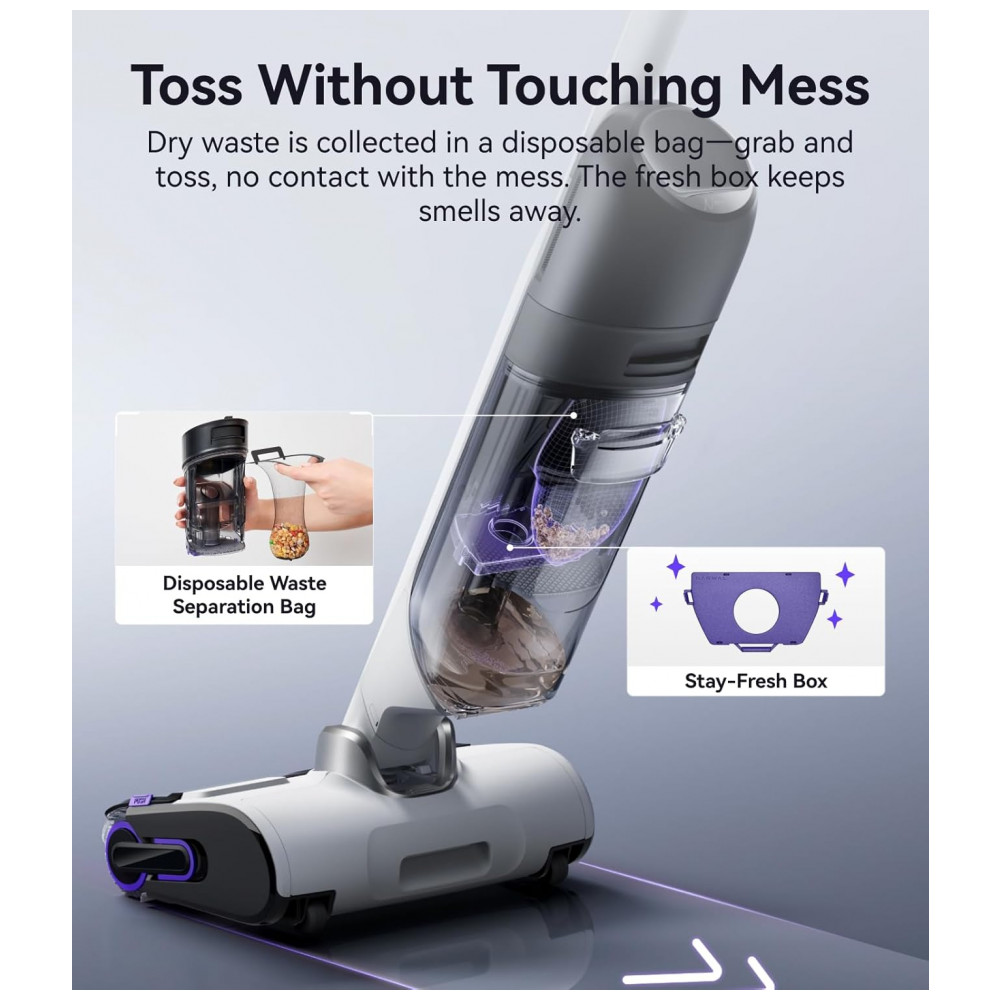 ECTQ36VTFWBF0B_4-1.jpg - Aspirador de Pó NARWAL S30 Molhado e Seco com Sucção de 20000Pa, Autolimpeza a 176F, Secagem Aquecida, Saco de Resíduos Descartável, Sem Emaranhados,