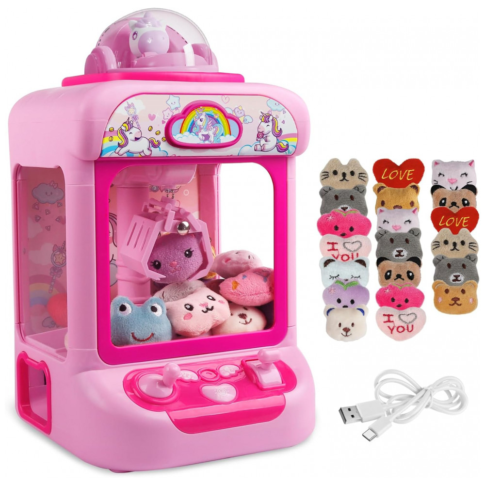 ECTQ37PCFRHC0B_0-1.jpg - Máquina de Garra Unicornio TingingYuli Rosa Mini Arcade Eletrônica com 20 Pelúcias e Dispensador de Doces para Crianças
