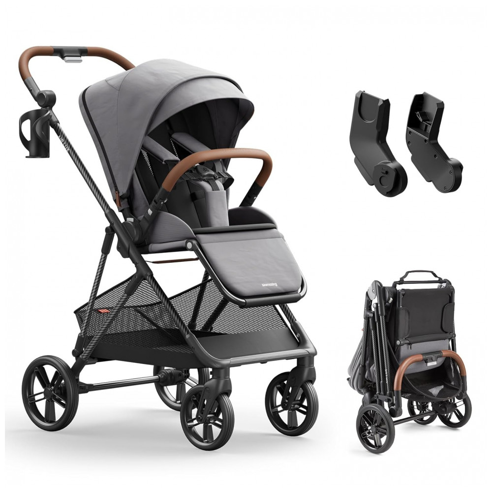 ECTQ3D56L1CF0B_0-1.jpg - Carrinho de Bebê MAMAZING Air Lux Cinder - Estrutura Fibra de Carbono Dobrável com Uma Mão Assento Reversível Adaptador para Bebê Conforto