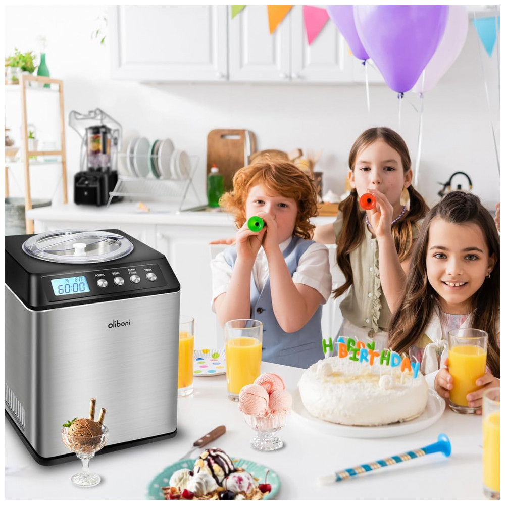 Máquina de Sorvete Oliboni 2,46 Litros com Compressor, Display Digital LCD, Sem Necessidade de Pré-Congelamento, Máquina de Sorvete Automática - Imagem 8