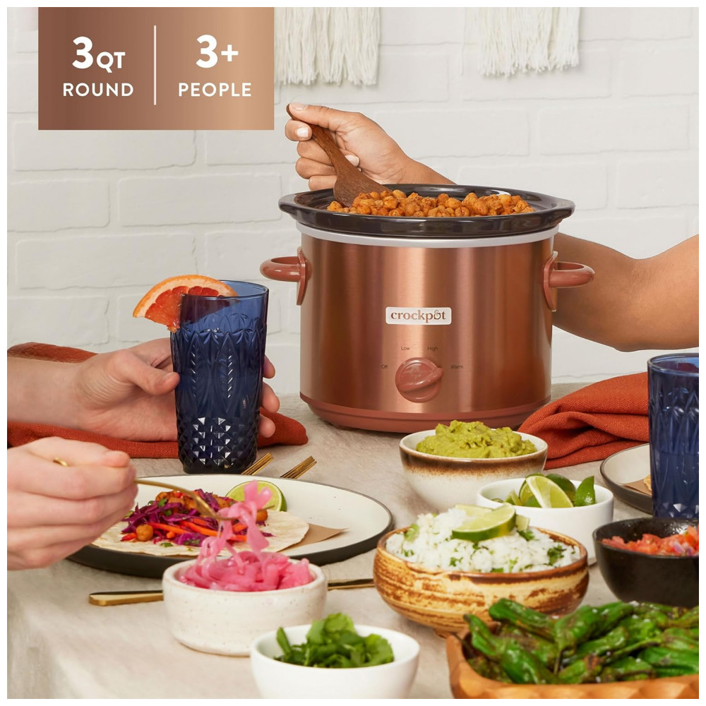 ECTQ3DQK44TC0B_1-1.jpg - Panela de Cozimento Lento CrockPot Design Series de 3 Litros com 3 Configurações Manuais de Calor - Prepara Refeições para Mais de 3 Pessoas com Tigel
