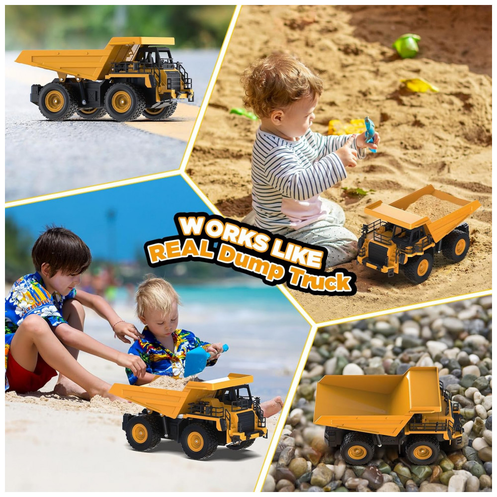 ECTQ3DWQNDYD0B_7-1.jpg - Caminhão Basculante de Controle Remoto 9 Canais na Escala 1:18, Brinquedo de Construção com Luzes e Sons Realistas, Rodas Todo-Terreno, KIDDITOY