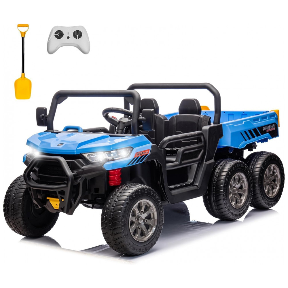 ECTQ3H8FMPHD0B_0-1.jpg - Caminhão Basculante Infantil Elétrico Sopbost Azul 24V 2 Lugares 4 Motores 75W Caçamba Automática 4WD Pneus EVA Controle Bluetooth