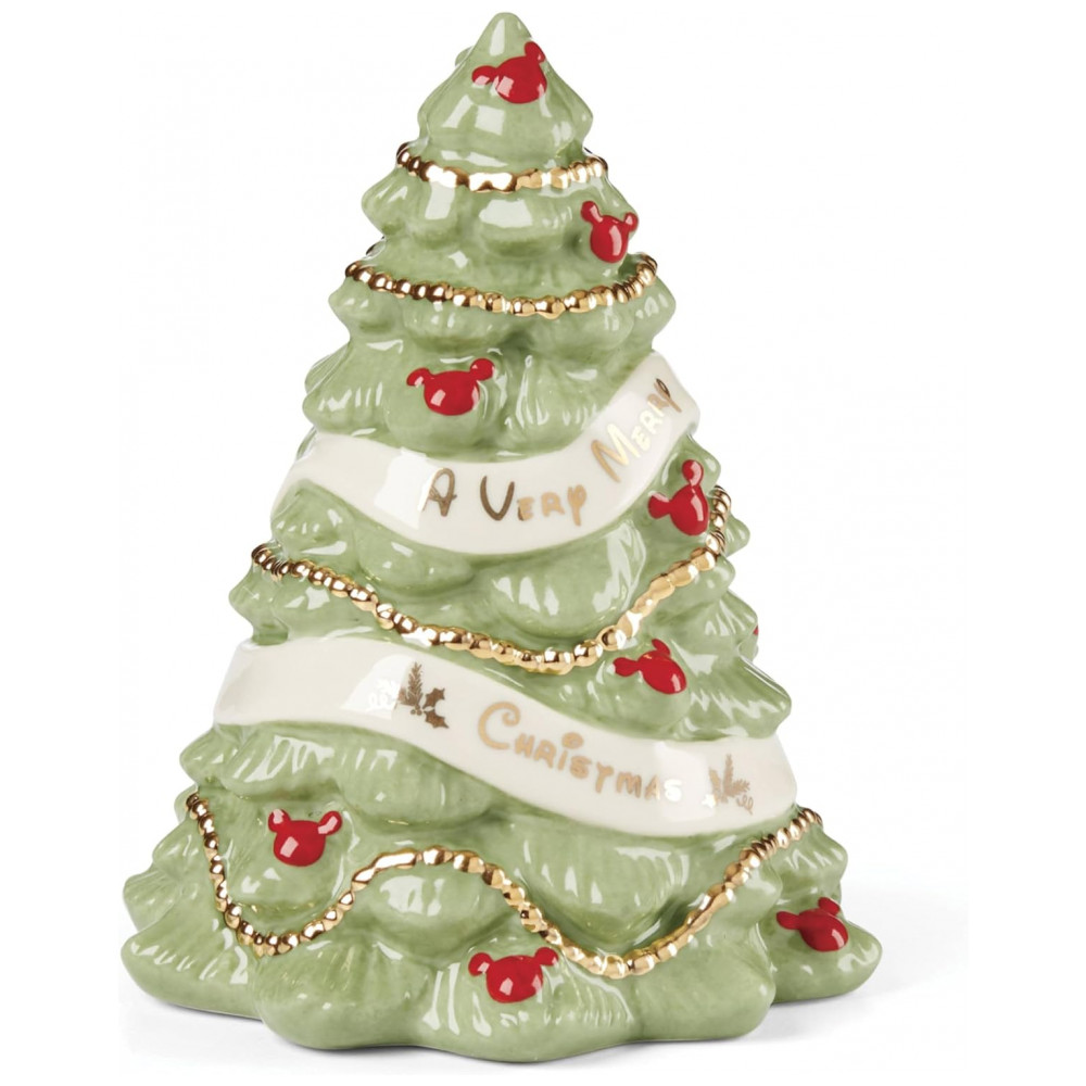 ECTQ3ZN9DSSC0B_1-1.jpg - Conjunto de 5 Figuras Decorativas Lenox Disney Winter Fun em Porcelana Bege com Detalhes em Ouro 24K, Altura 12 cm