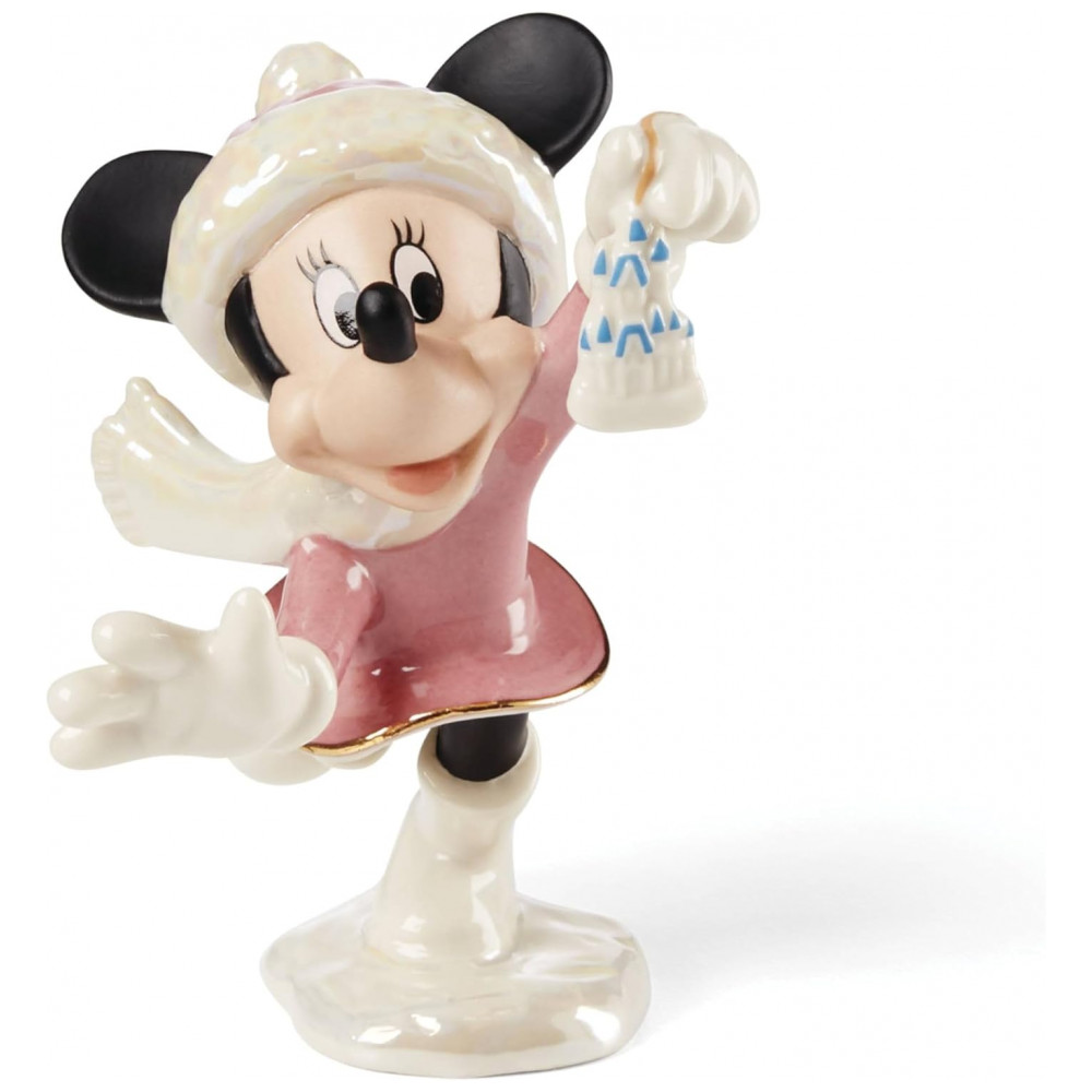 ECTQ3ZN9DSSC0B_3-1.jpg - Conjunto de 5 Figuras Decorativas Lenox Disney Winter Fun em Porcelana Bege com Detalhes em Ouro 24K, Altura 12 cm