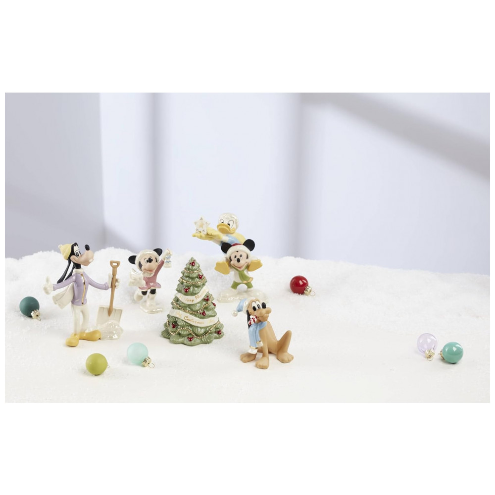 ECTQ3ZN9DSSC0B_6-1.jpg - Conjunto de 5 Figuras Decorativas Lenox Disney Winter Fun em Porcelana Bege com Detalhes em Ouro 24K, Altura 12 cm