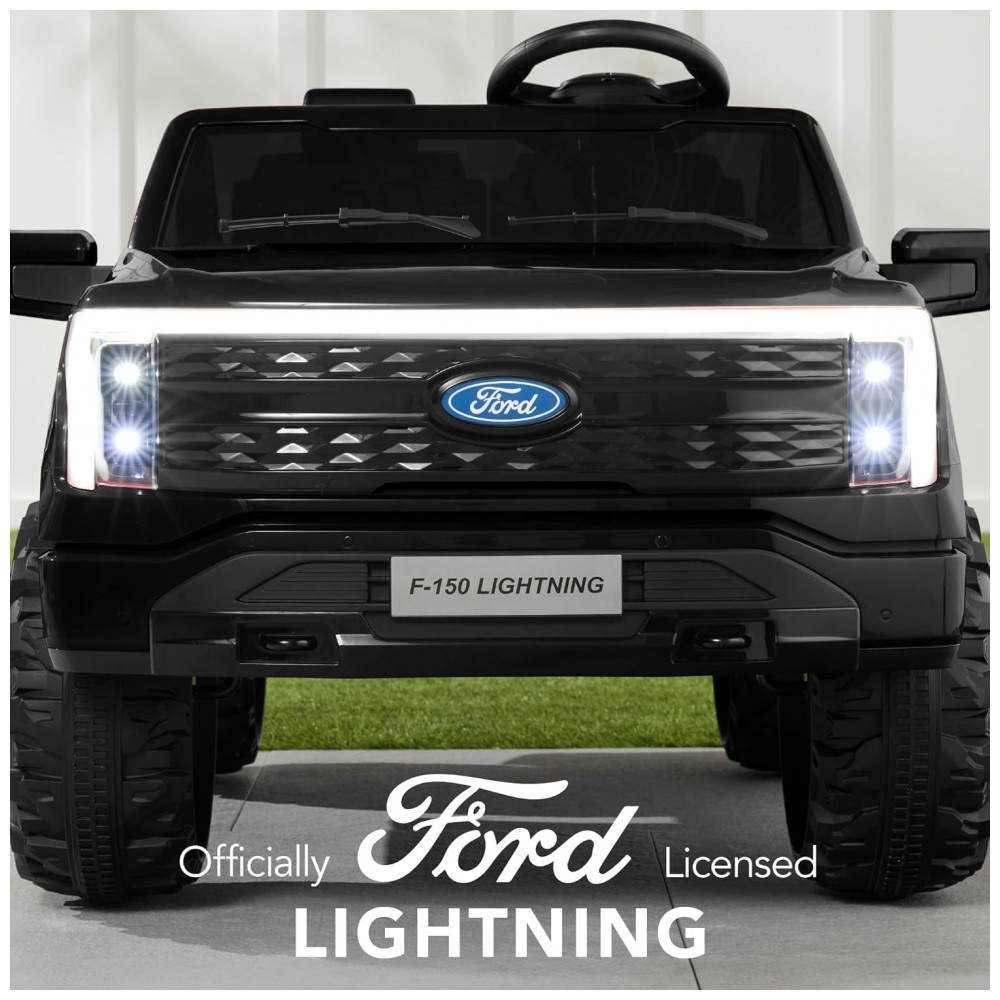 ECTQ42SKR6MD0B_1-1.jpg - Carro Elétrico Infantil Licenciado Best Choice Products Ford F-150 Lightning 24V Preto, 2 Lugares, com Controle Remoto e Bluetooth, Capacidade de 60 kg