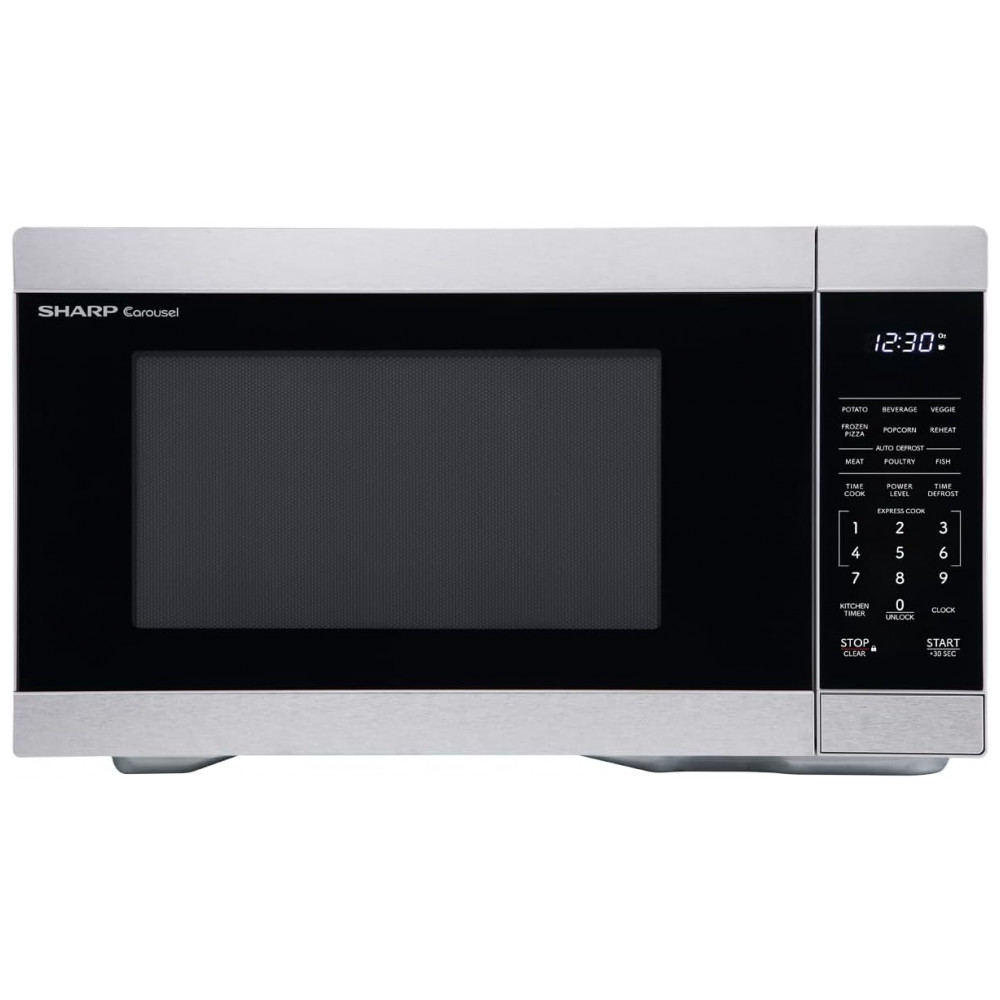 ECTQ435Y9QNC0B_0-1.jpg - Forno Micro-ondas de Bancada SHARP com Prato Giratório Removível de 31.5 cm, 1000 Watts, 31,15 litros, Aço Inoxidável