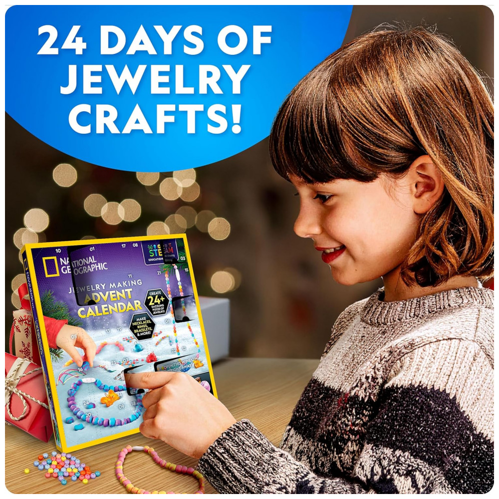 ECTQ43R2DPKF0B_1-1.jpg - Calendário do Advento 2025 para Fazer Joias Multicolor, Crie 24+ Peças, Kit Artesanato Educativo, Contagem Regressiva National Geographic