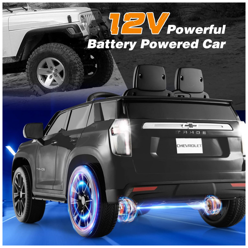 ECTQ46FDQDNB0B_4-1.jpg - Carro Infantil Elétrico 12V Chevrolet Tahoe, Controle Remoto, Suspensão, Música, Luzes, Costzon, Preto