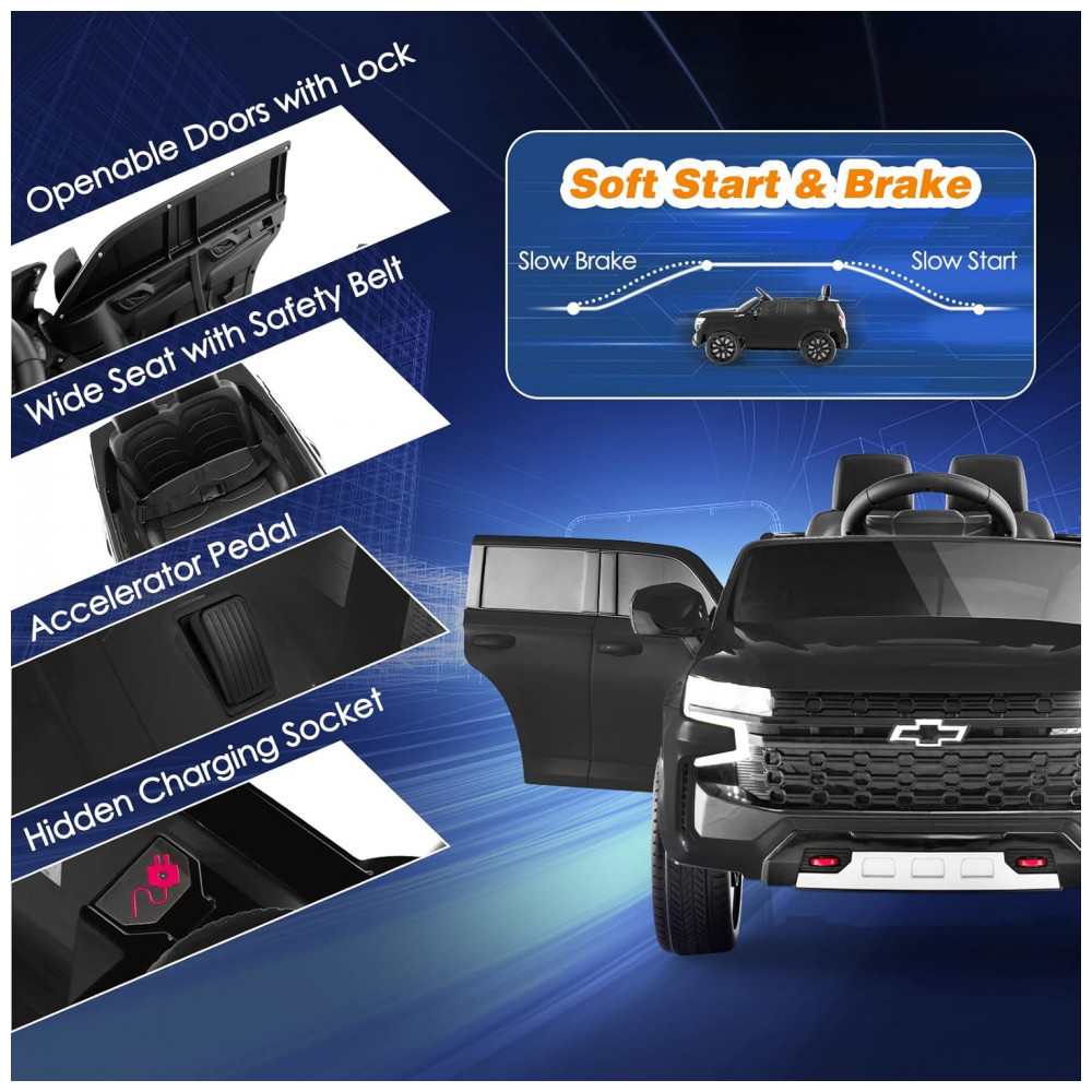 ECTQ46FDQDNB0B_5-1.jpg - Carro Infantil Elétrico 12V Chevrolet Tahoe, Controle Remoto, Suspensão, Música, Luzes, Costzon, Preto