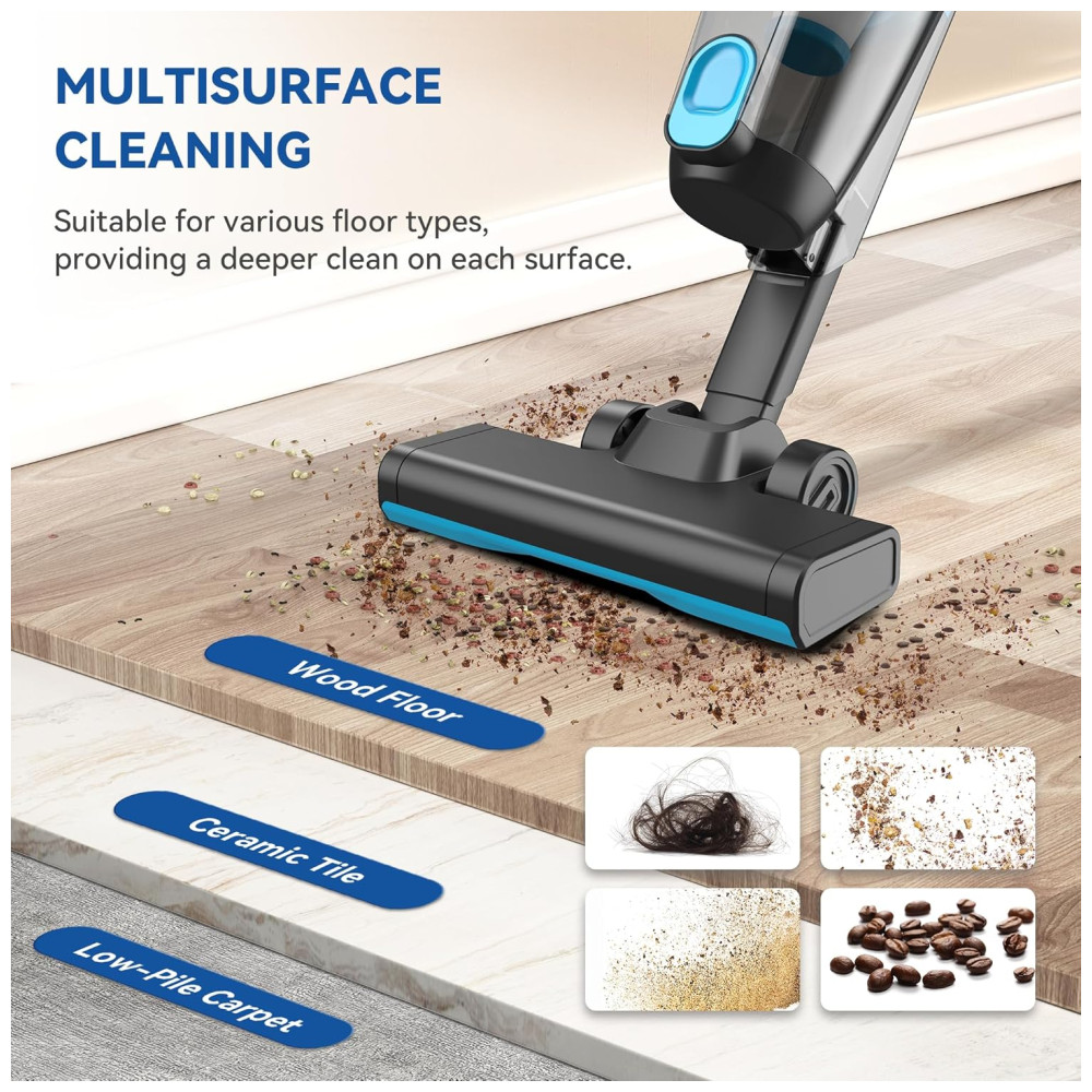 Aspirador de Pó Vertical com Fio, 20Kpa de Sucção Potente, Filtro HEPA, Leve e Versátil, Ideal para Pêlos de Animais e Pisos Difíceis,Vazone - Imagem 3