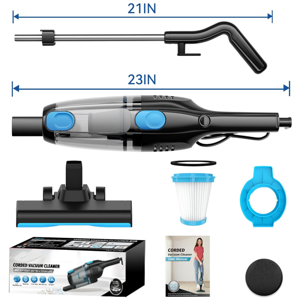 Aspirador de Pó Vertical com Fio, 20Kpa de Sucção Potente, Filtro HEPA, Leve e Versátil, Ideal para Pêlos de Animais e Pisos Difíceis,Vazone - Imagem 9