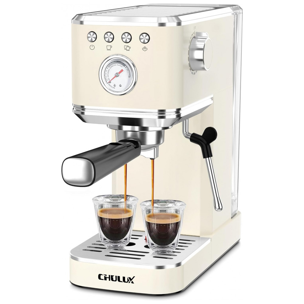ECTQ49RSWCRD0B_0-1.jpg - Cafeteira Espresso CHULUX Slim 20 Bar, Vaporizador de Leite, 1,18L, Bomba Italiana, Pré-Infusão, 110V - Creme