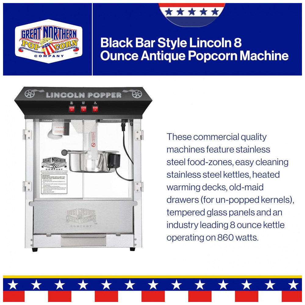 ECTQ4BACWQ000B_2.jpg - Pipoqueira Elétrica Retrô Produz até 8 Xícaras 860W 110v GREAT NORTHERN POPCORN COMPANY 6015 Lincoln Top Preto
