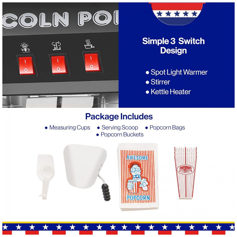 ECTQ4BACWQ000B_3.jpg - Pipoqueira Elétrica Retrô Produz até 8 Xícaras 860W 110v GREAT NORTHERN POPCORN COMPANY 6015 Lincoln Top Preto