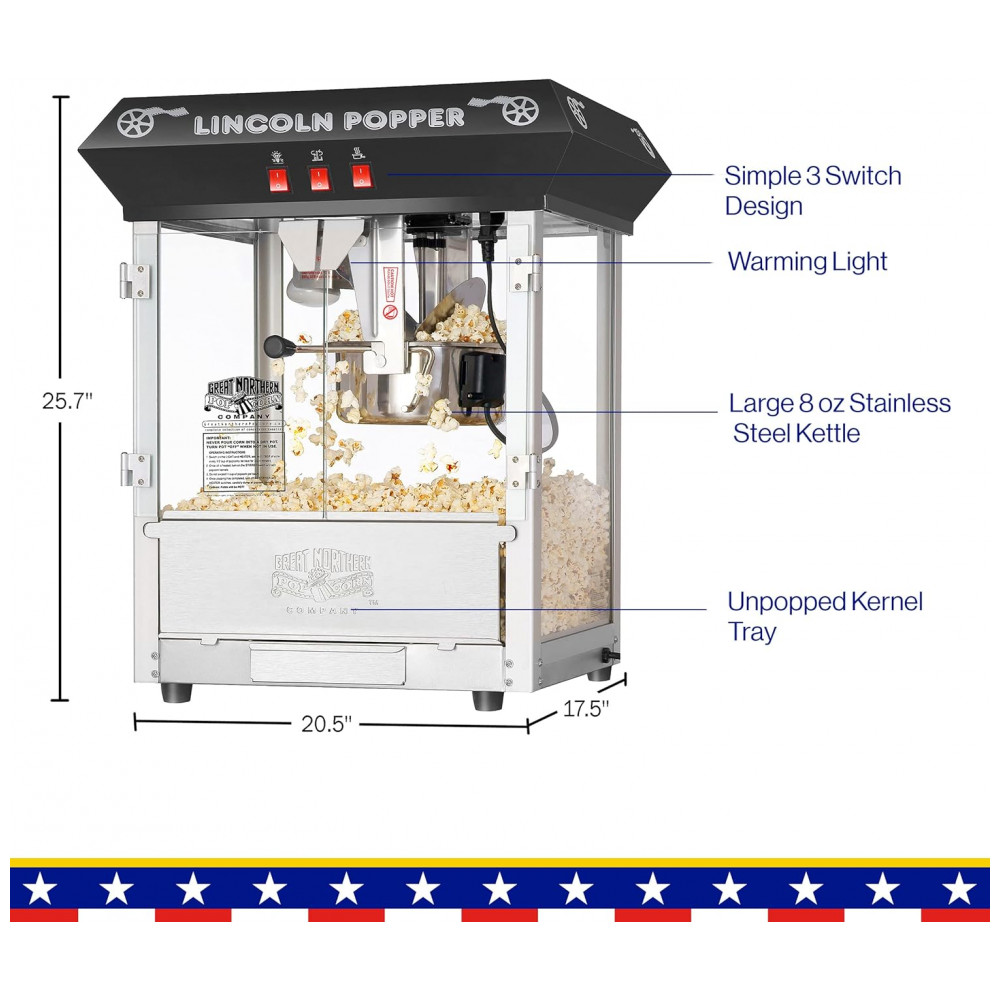 ECTQ4BACWQ000B_5.jpg - Pipoqueira Elétrica Retrô Produz até 8 Xícaras 860W 110v GREAT NORTHERN POPCORN COMPANY 6015 Lincoln Top Preto