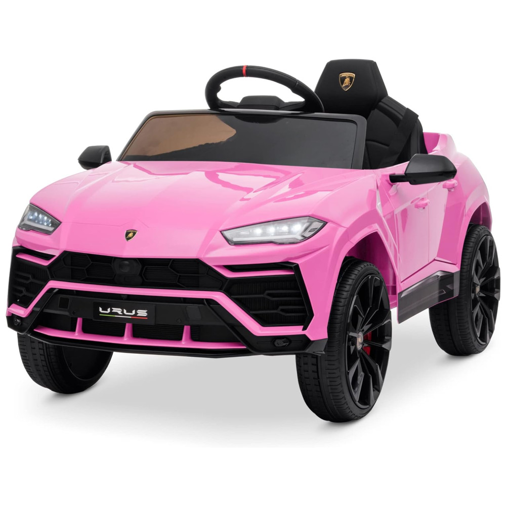 ECTQ4D6JDHK80B_0-1.jpg - Carro Carrinho Elétrico Infantil a Bateria 12V 1 Assento com Luz LED e Suspensão de Mola KIDZONE Rosa