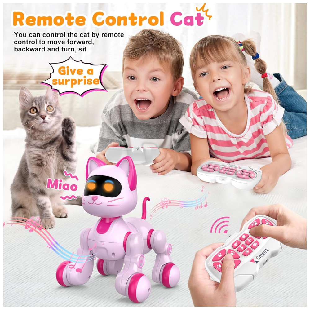 ECTQ4FNFB5FD0B_2-1.jpg - Robô Gato Interativo Rosa – Toy‑Robotics Controle Remoto Dança Música e Programação para Crianças