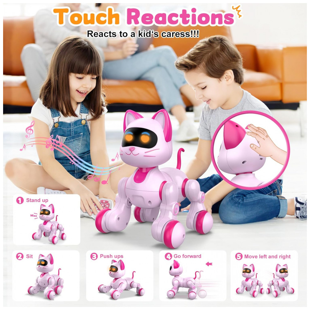 ECTQ4FNFB5FD0B_3-1.jpg - Robô Gato Interativo Rosa – Toy‑Robotics Controle Remoto Dança Música e Programação para Crianças