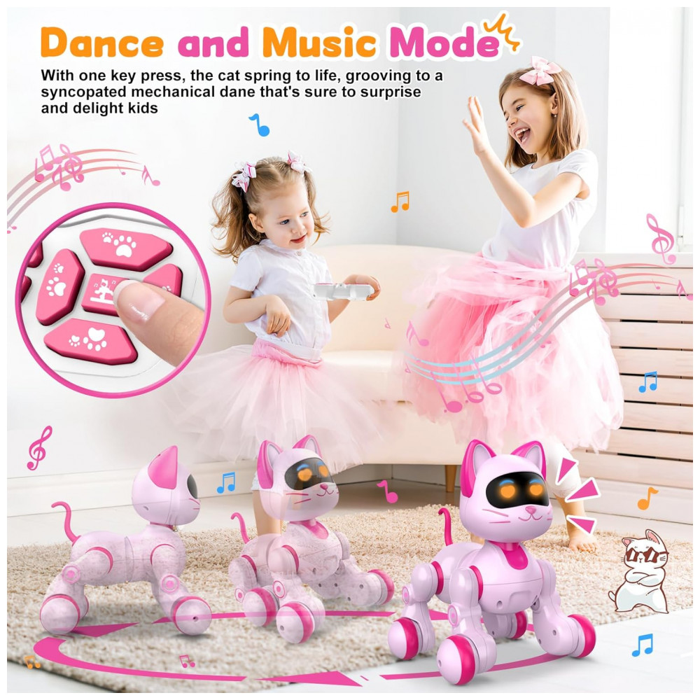ECTQ4FNFB5FD0B_4-1.jpg - Robô Gato Interativo Rosa – Toy‑Robotics Controle Remoto Dança Música e Programação para Crianças