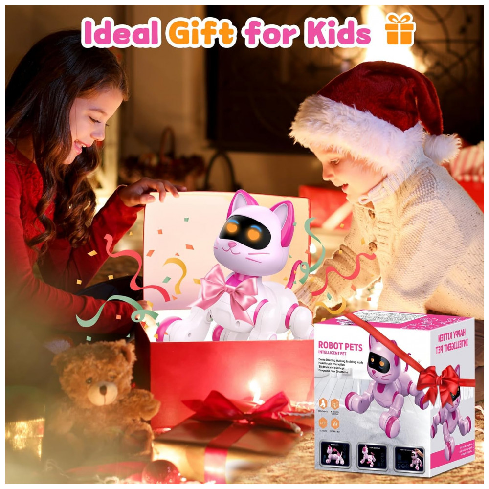 ECTQ4FNFB5FD0B_6-1.jpg - Robô Gato Interativo Rosa – Toy‑Robotics Controle Remoto Dança Música e Programação para Crianças