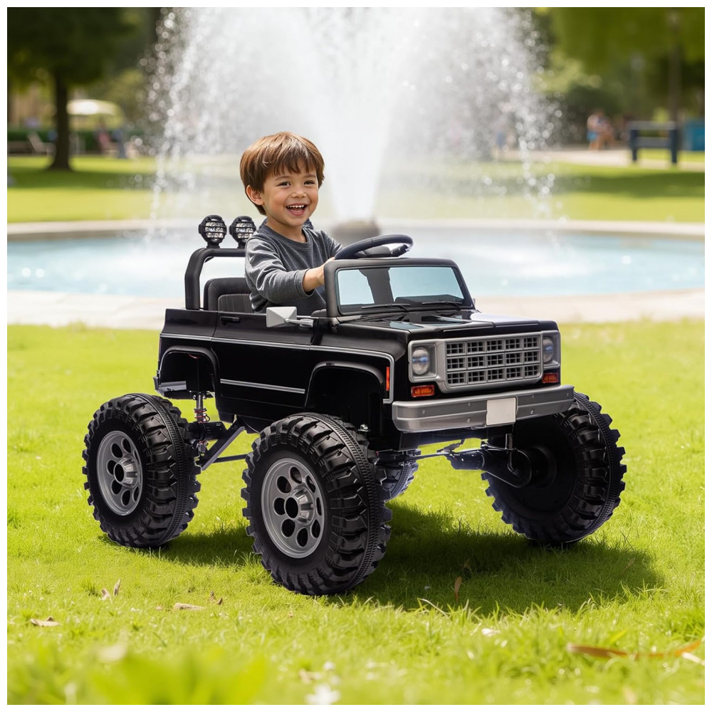 ECTQ4H3BRTZF0B_7-1.jpg - Carrinho Elétrico Infantil Chevrolet Cheyenne Licenciado 24V, 2 Motores 200W, Controle Remoto, Música, Suspensão, Assento Largo, Preto