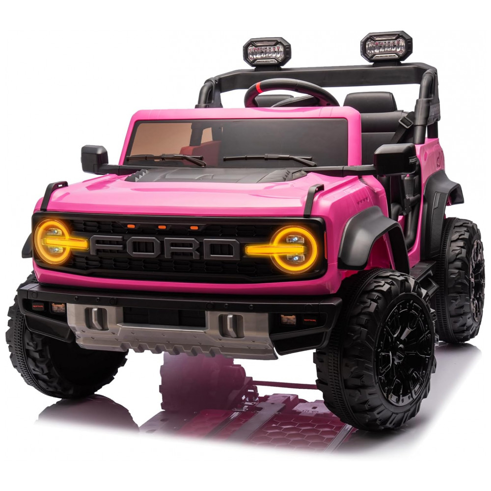 ECTQ4KYT49MD0B_0-1.jpg - Carrinho Elétrico Licenciado Infantil 2 Lugares 24V Ford Bronco Raptor 4x4 2 Motores 90W Bluetooth Suspensão 4 Rodas Controle Remoto YOFE Rosa