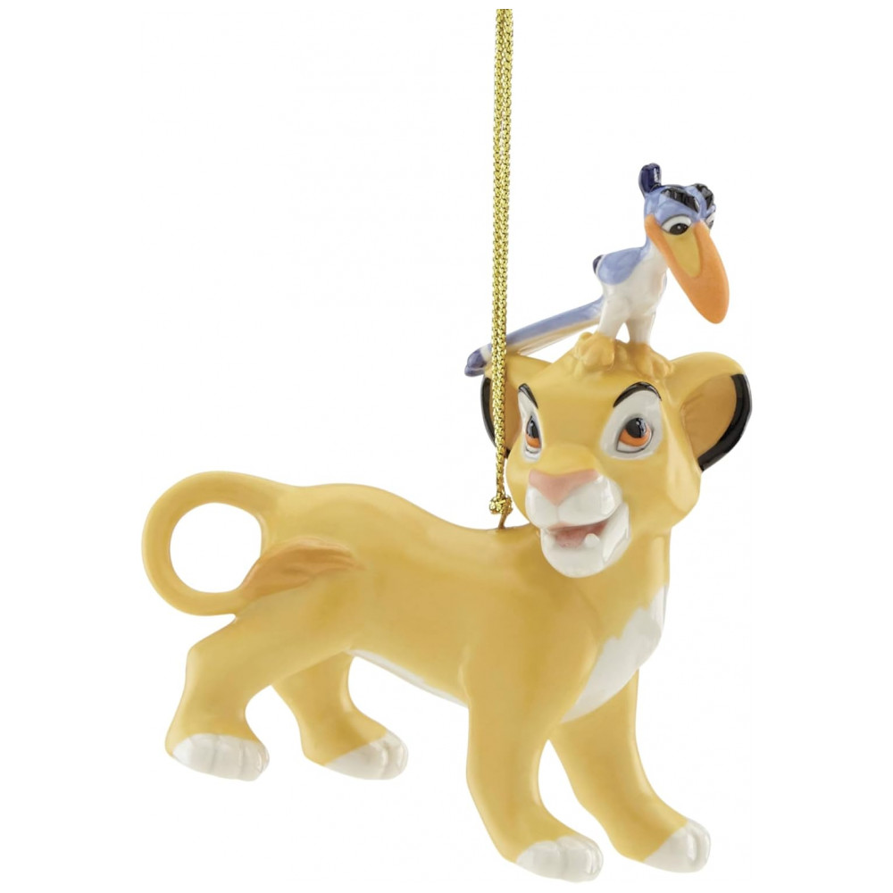 ECTQ4N9GM9X60B_0-1.jpg - Ornamento Lenox Disney Simba & Zazu, Porcelana Pintada à Mão com Cordão Dourado para Pendurar