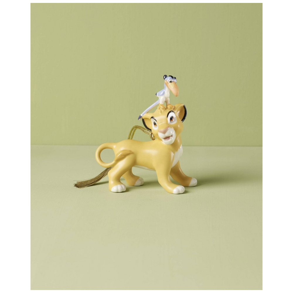 ECTQ4N9GM9X60B_1-1.jpg - Ornamento Lenox Disney Simba & Zazu, Porcelana Pintada à Mão com Cordão Dourado para Pendurar