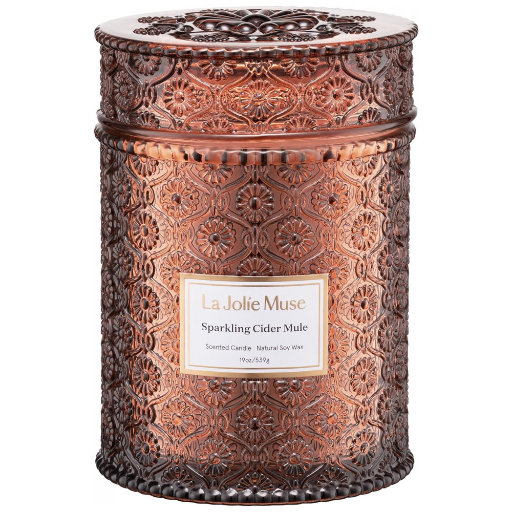 Vela LA JOLIE MUSE Sparkling Cider Mule de Outono - Maçã Cidra, Laranja e Âmbar 540g Pavio de Madeira Limpeza Uniforme Perfume Vibrante Presente Diver