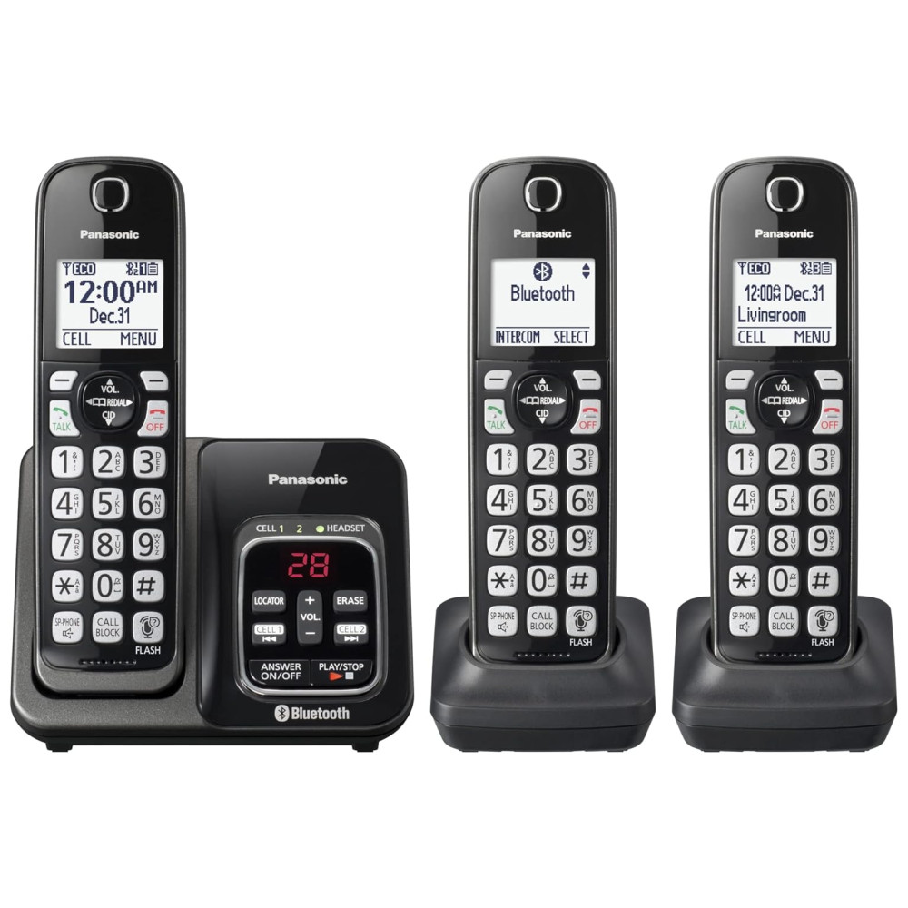 ECTQ4QJ49X170B_0.jpg - Telefone sem Fio Link2Cell Bluetooth com 3 Aparelhos PANASONIC KX TGD563M Preto